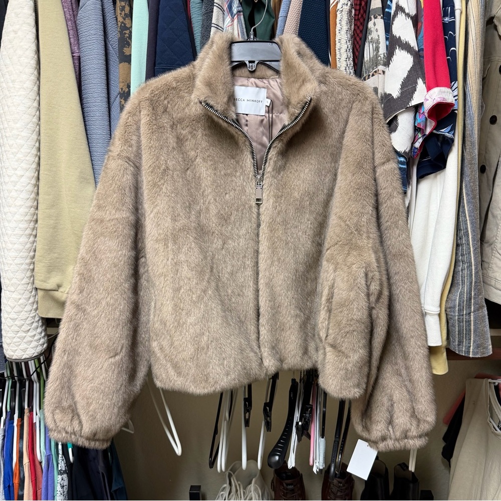 Rebecca Minkoff faux fur cropped jacket - Picture 4 of 9